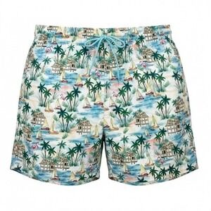 NEW Caribbean Swimwear Men's 4XB Tropical Flamingo Sailboat Beach Swim Trunks
